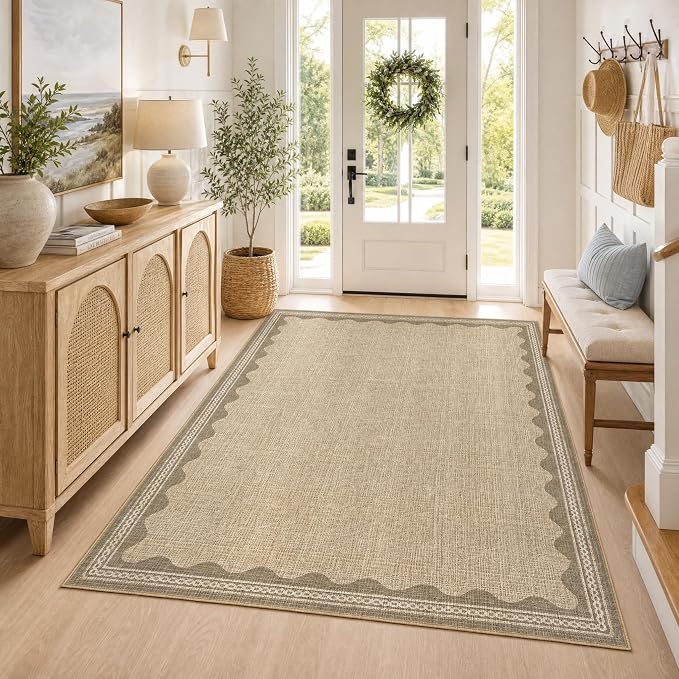 GarveeHome Scalloped 4 x 6 Rug Non-Slip Washable Low-Pile Carpet - Image 3