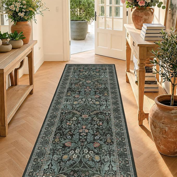 Dusty Teal 2x6 Washable Runner Rug Non Slip - Image 6