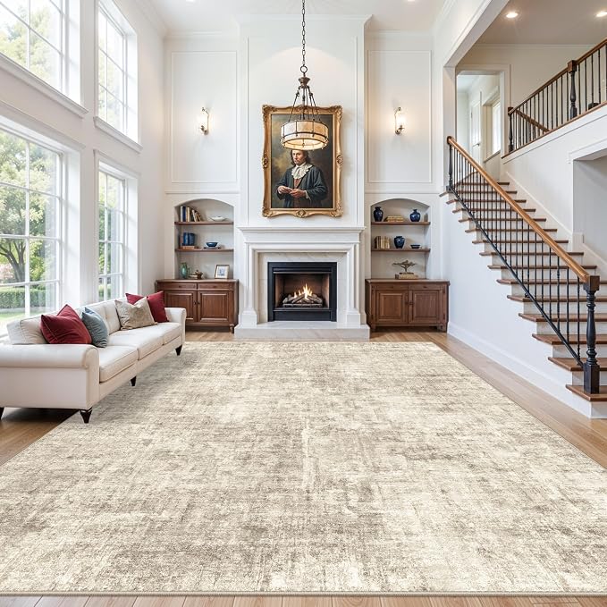12x15 Area Rug for Living Room – Extra Large Modern Neutral Abstract Washable by ZHXXUJ