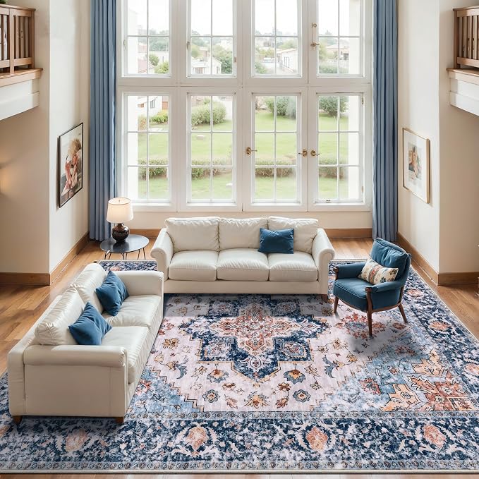 SERISSA 10x14 Area Rugs for Living Room, Large Washable Non-Slip Boho Rug - Image 2