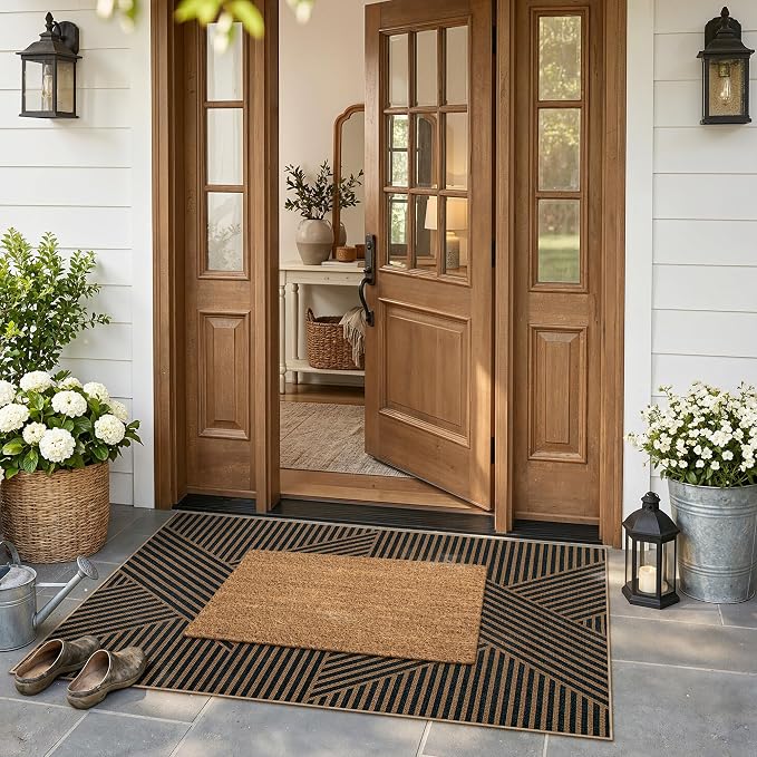 Lahome Enfys Modern Geometric Outdoor Easy Jute Rug, 3x5 Indoor Outdoor Rugs - Image 3