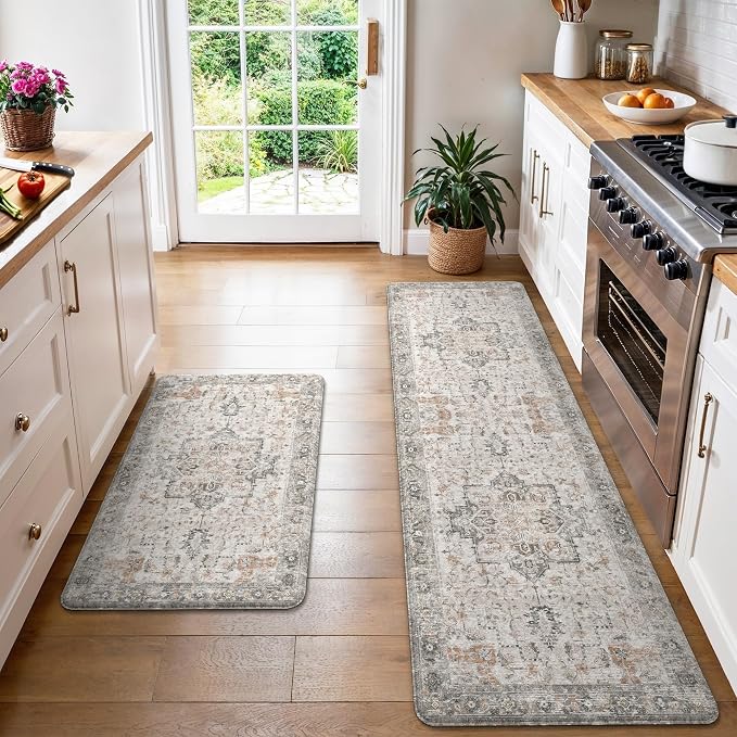 GENIMO Kitchen Mats for Floor 2PCs, Washable Anti Fatigue Mat for Cushioned by GENIMO