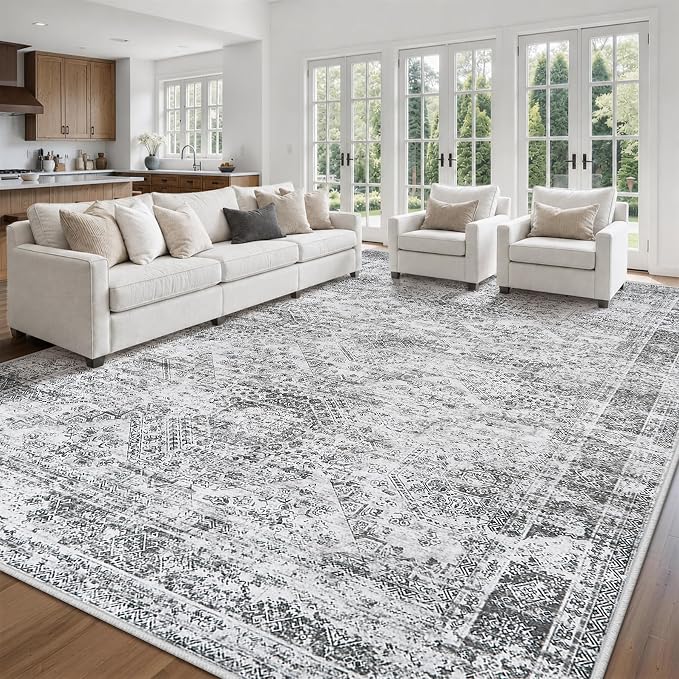 9x12 Area Rugs for Living Room Rug Washable: Abstract Large Rug for Dining Room - Image 3