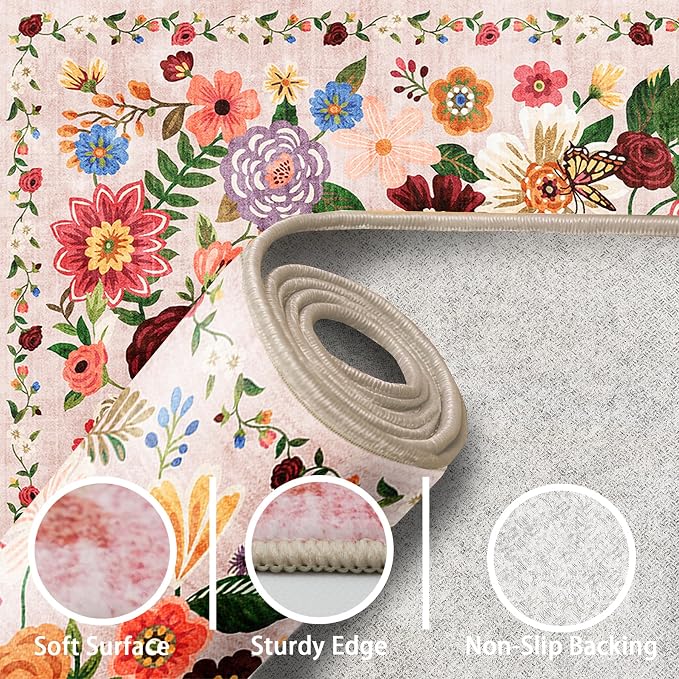 Runner Rug 2x6 Blush Beige, Kitchen Rug Non Slip Washable Rugs - Image 4