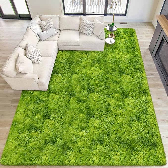 Soft Fluffy Grass Green Area Rug 8x10 - Image 8