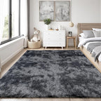 Area Rug for Living Room Bedroom: 4x6 Black Grey Soft Fluffy Shag Upgrade - Image 2