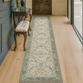 Vintage Sage Runner Rugs for Hallways by HazoHaus