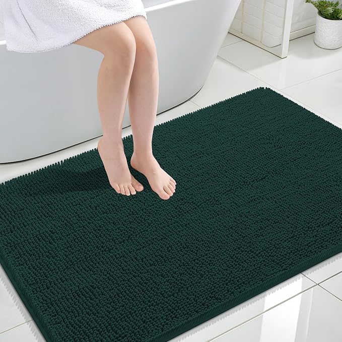 OLANLY Large Bathroom Rugs 44x32, Soft Absorbent Chenille Bath Rugs, Rubber by OLANLY