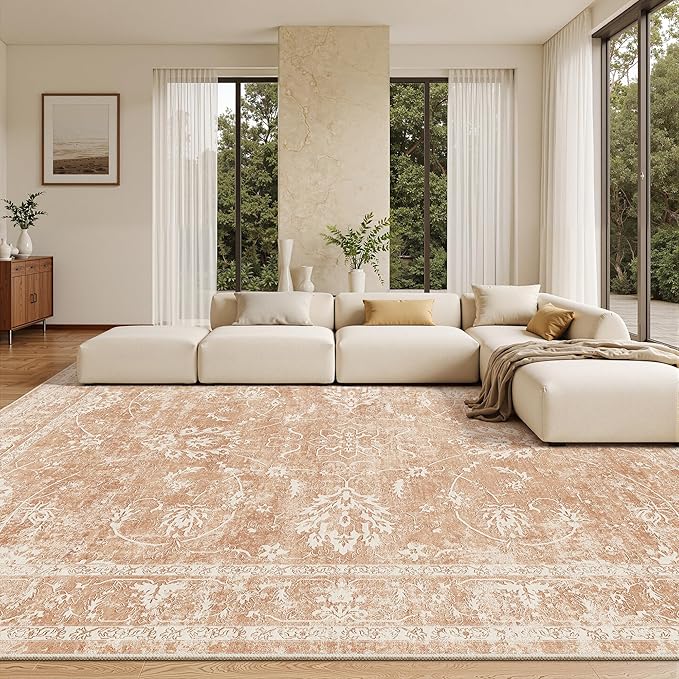 Madane Living Room 10x14 Area Rugs, Washable Low Pile Non-Slip Stain Resistant by Madane