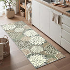 2x6 Washable Runner Rug for Hallway Tropical Botanical Modern Floral Chenille - Image 2