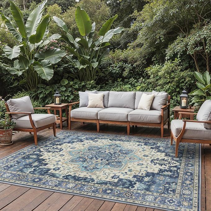 GENIMO Outdoor & Indoor Area Rug 9'x12', Waterproof, Non-Shedding, Easy Cleaning - Image 6