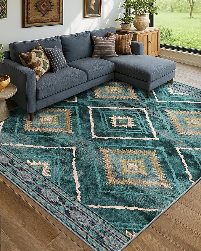 BESTSWEETIE Area Rug 8x10 Rug Machine Washable Non-Slip Low Pile Print Pattern - Image 7