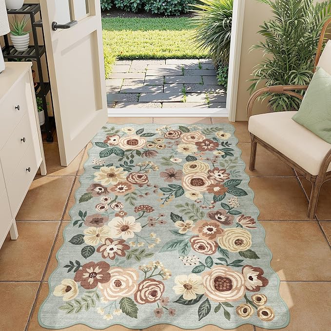 DUKINO 3x5 Area Rug, Floral Non-Slip Indoor Washable Rug by DUKINO