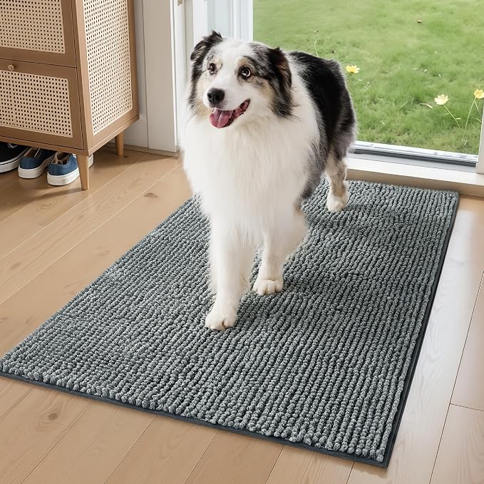 Bedsure Dog Door Mat for Muddy Paws, High-Low Absorbent Chenille Indoor by Unknown