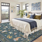 Soalmost Cat 8x10 Area Rugs for Living Room, Machine Washable Animal Floral - Image 4