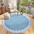 GarveeHome Scalloped Blue 6ft Round Rug Washable Non-Slip Soft Ultra-Thin Small by GarveeHome