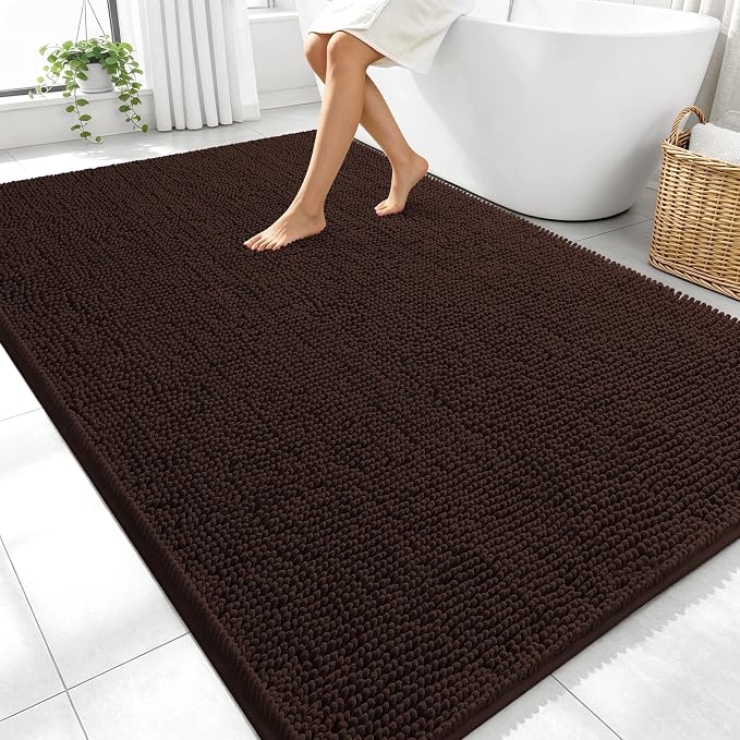 OLANLY Large Bathroom Rugs 70x46, Extra Soft Absorbent Chenille Bath Rugs by OLANLY