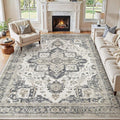 10x12 Washable Area Rugs for Living Room, Large Rug Non Slip Backing Vintage by JessibouAreaRug