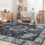 Area Rug 5x7 Washable Rug, Vintage Boho Medallion Rugs Non-Slip Soft Low Pile - Image 3