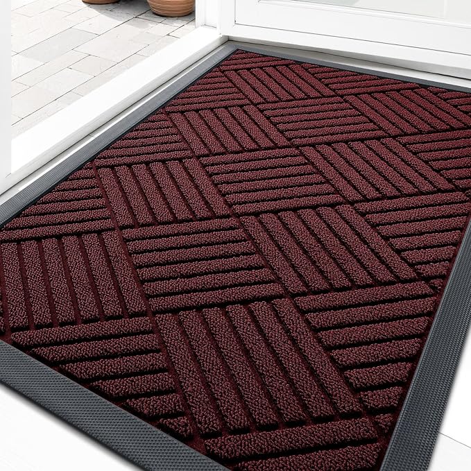OLANLY Front Door Mat Outside Entrance 33x21, Heavy Duty Sturdy Natural Rubber by OLANLY