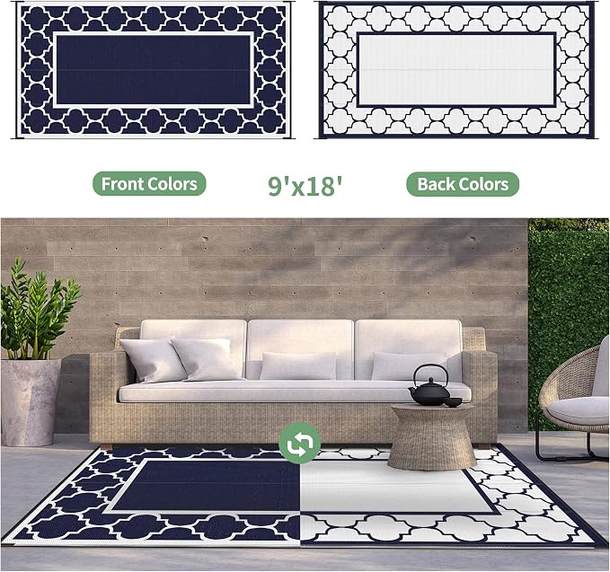 GENIMO 9' x 18' Outdoor Rug Waterproof - Image 4