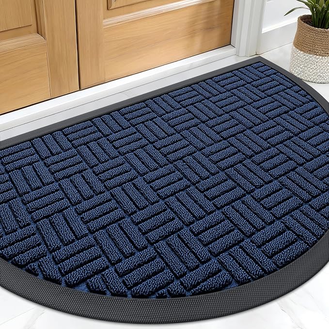OLANLY Half Circle Door Mat Outside Entrance 29.5x17, Heavy Duty Sturdy Natural by OLANLY