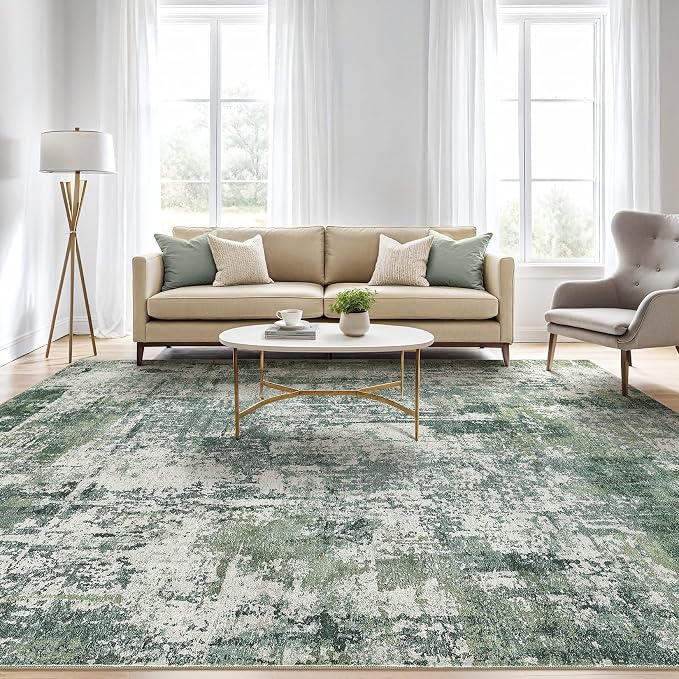 9x12 Area Rug Living Room: Washable Large Abstract Soft Stain Resistant Indoor - Image 5