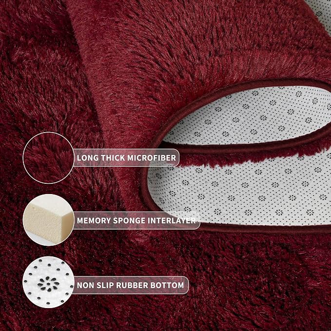 Tepook Fluffy Burgundy Rugs for Living Room, 6x9 Dark Red Area Rug for Bedroom - Image 5