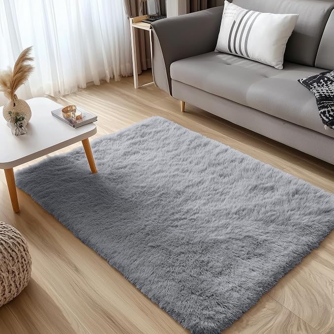OLANLY 4x5 Machine Washable Accent Rug, Soft Fluffy Shaggy Area Rug - Image 3