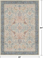 Hazo Haus Soft Red Blue Floral Area Rug 5x7 - Image 2