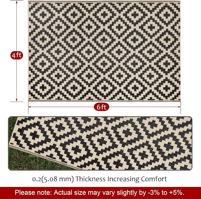 SAND MINE Reversible Mats, Plastic Straw Rug, Modern Area Rug, Large Floor Mat - Image 2