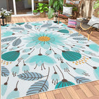 Lahome Floral Indoor Outdoor Rug 8x10, Non Slip Outdoor Patio Rug - Image 6