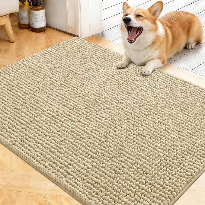 OLANLY Dog Door Mat for Muddy Paws 40x32, Ultra Absorbent Chenille Mud Doormat by OLANLY