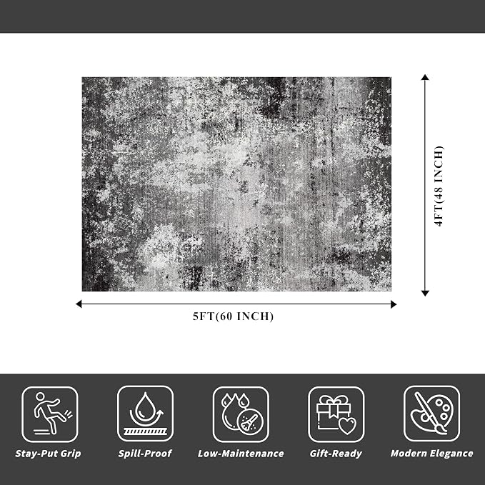 4x5 Washable Entryway Rug – Non-Slip Low Pile Throw Area Rug - Image 2
