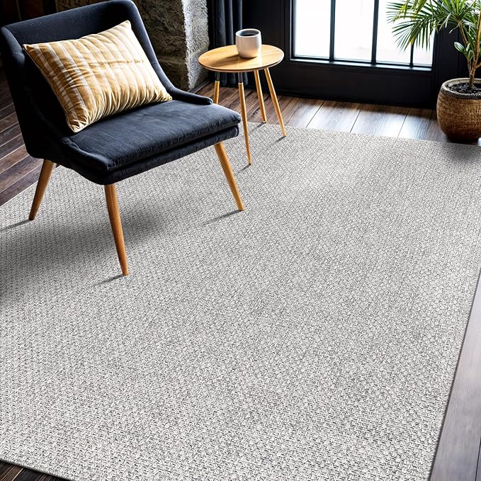CAMILSON Easy Jute Rug 8x10, Indoor Outdoor Grey Color Area Rugs - Image 5