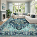 RELEANY Area Rugs Large 9'x12' Washable Non-Slip, Floral Vintage Distress by RELEANY