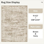 Soalmost 9x12 Area Rugs for Living Room, Non Slip Machine Washable Vintage Rugs - Image 5