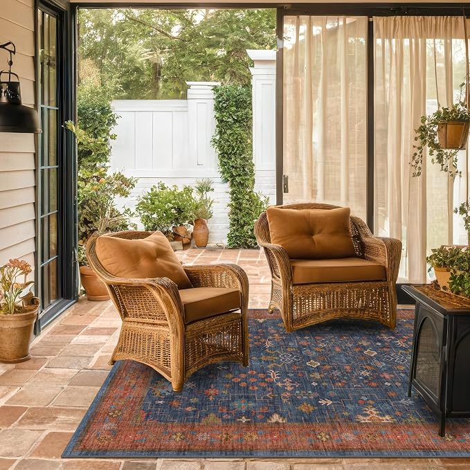 Hazo Haus Navy Blue Area Rug 5x7 Living Room Rug by HazoHaus