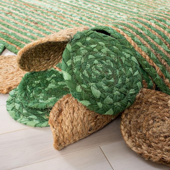 SAFAVIEH Cape Cod Collection 5' x 8' Green/Natural CAP201Y Handmade Boho - Image 5