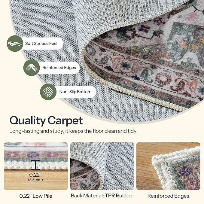 HOOBRO Washable Rug 6 x 9 Area Rugs - Image 9
