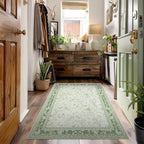 Green and Cream Area Rug 3x5 for Entryway Machine Washable Small Rug for Indoor - Image 8