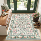 Area Rug Living Room Rugs: Floral 3x5 Washable Rug Vintage Soft Boho Non-Slip by PLHXFRSoftAreaRugs