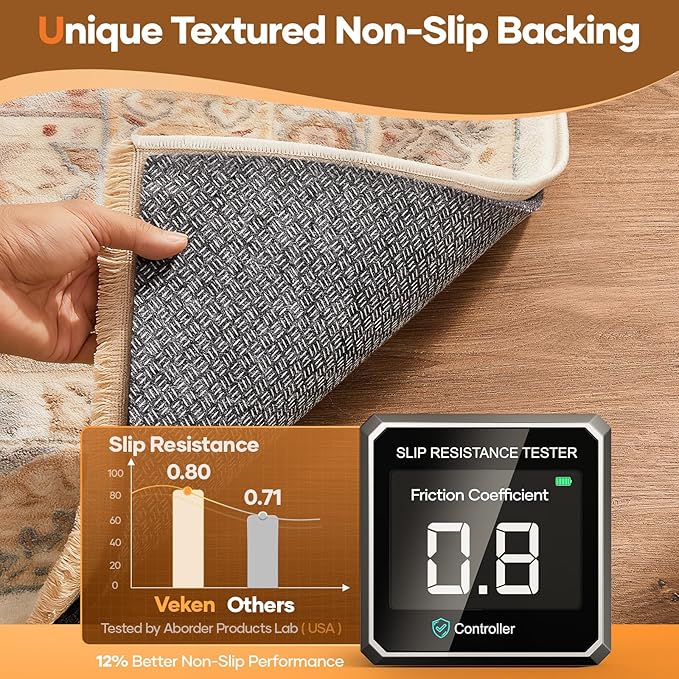 Veken Non Slip Cushioned Runner Rug Pad Gripper 2.5x9 Ft, Felt and Silicone Back - Image 3