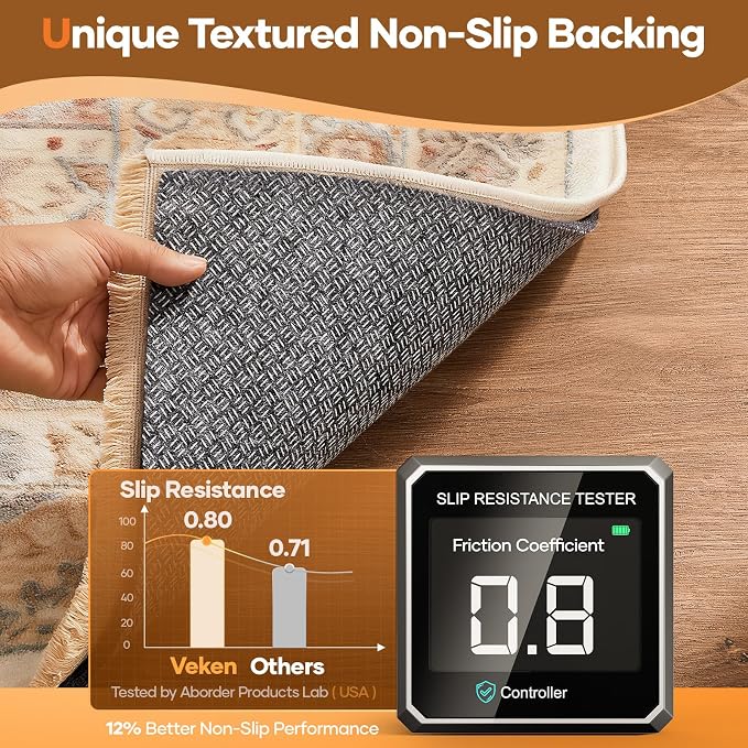 Veken Non Slip Cushioned Rug Pad Gripper 7 x 10 Ft, Felt and Silicone Backing - Image 3