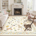 Soalmost Cat 6x9 Area Rugs for Living Room, Machine Washable Animal Floral by Soalmost