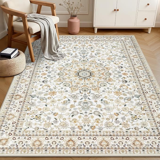 4x6 Area Rugs for Living Room: Washable Rug Soft Vintage Boho Carpet Indoor - Image 4