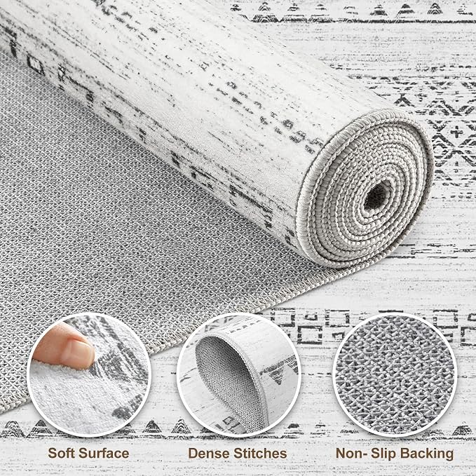 Nakagishi Round Rug Boho Area Rugs: 5x5 Washable Large Circle Neutral Soft - Image 3
