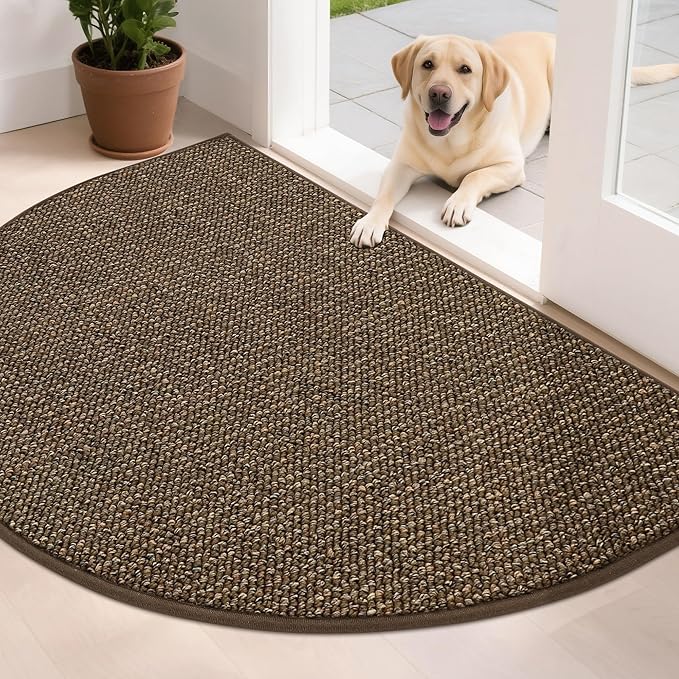 BEQHAUSE Dirt Trapper Door Mat 32" x 48" Half Circle Non-Slip Washable Doormats by BEQHAUSE
