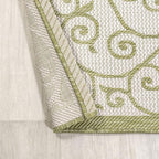 JONATHAN Y Vintage Filigree Indoor Outdoor Area Rug 8X10 Green/Cream, Madrid - Image 5