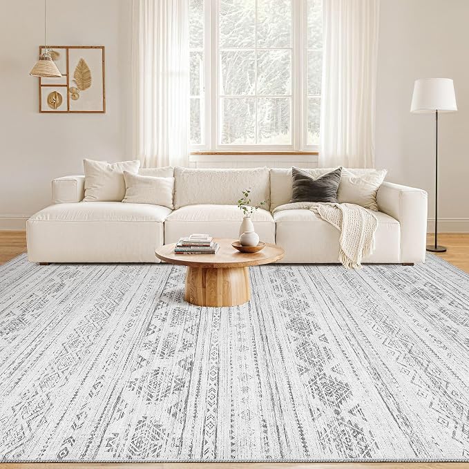 Nakagishi 8x10 Area Rug Living Room: Washable Boho Large Neutral Soft Farmhouse - Image 5